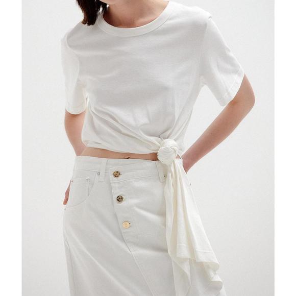 NEW EENK see knotted tie t-shirt in white - Picture 3 of 8